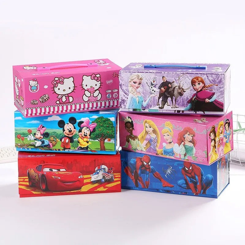 Multi Colour 54 Pieces Kids Art Artist Set In A Box With Drawers Pens Pencils Crayons Paints Providing Creative Designs - Boys