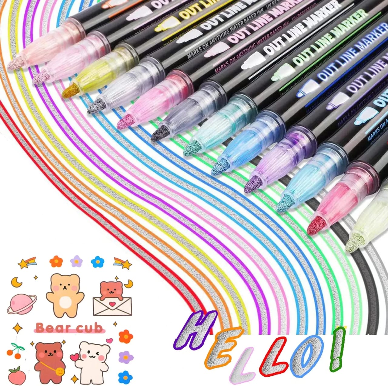 Summer Glitter Hal Tip Markers Set Of 24 Markers With 48 Vibrant Shades For Creative Art And Craft Projects