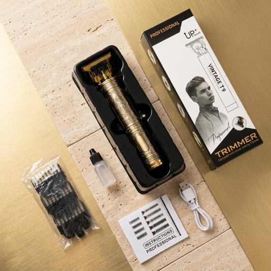 Vintage T9 Professional Hair Trimmer – Cordless Rechargeable Metal Hair & Beard Clipper