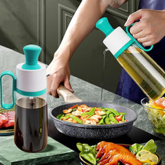 3 in 1 Oil Dispenser Bottle for Kitchen with Brush Glass Spray Bottle 550m