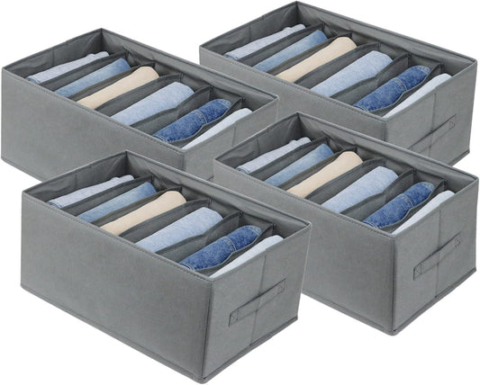 6 Grid Jeans and Clothes Organizer Foldable WardrobeLarge Drawer Organizer for Folded Clothes