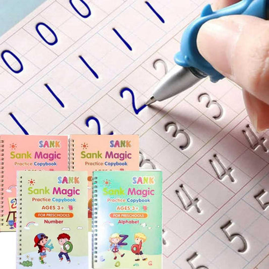 Magic Practice Copybook(4 BOOKS) , Magic Book For Montessori children Tracing Handwriting | First Learning Books for Kids | Preschool